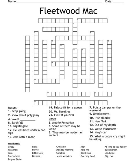 Looks like you need some help with LA Times Crossword game. . First track on fleetwood mac crossword clue